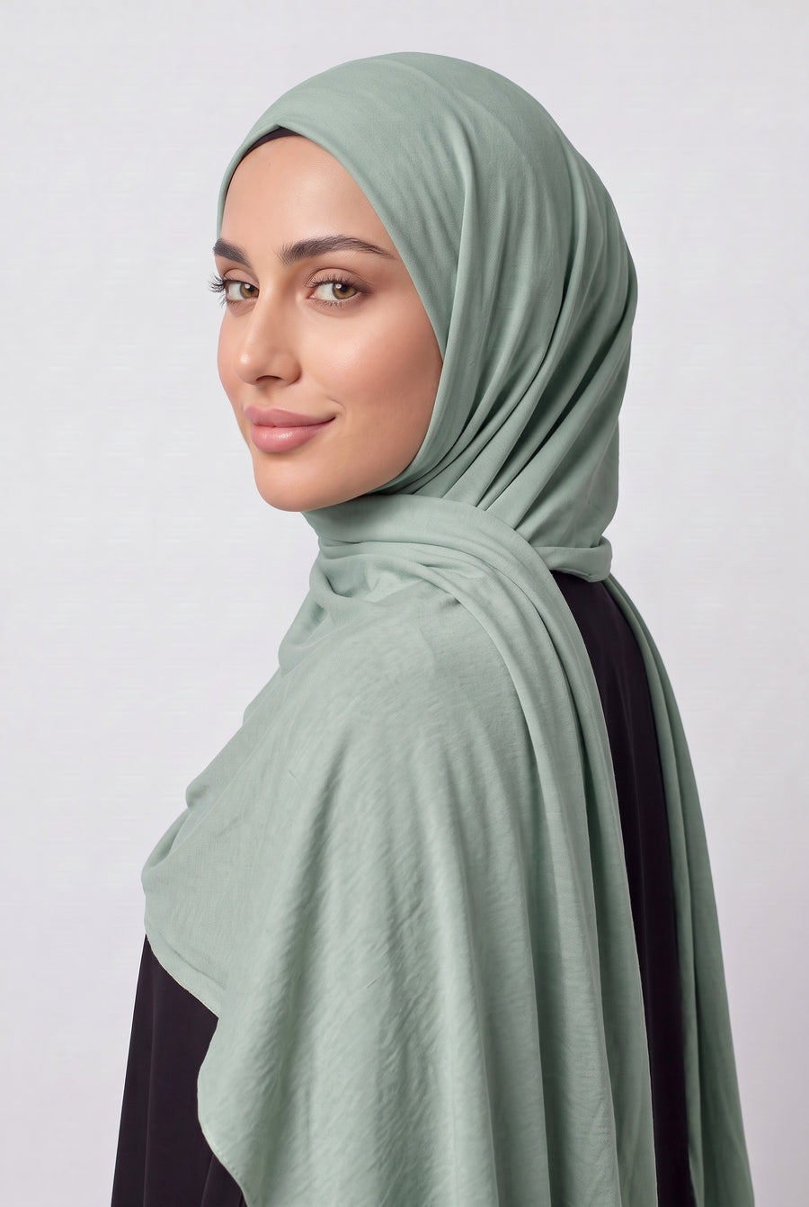 Elegant Jersey Hijab Sage Green Col 132