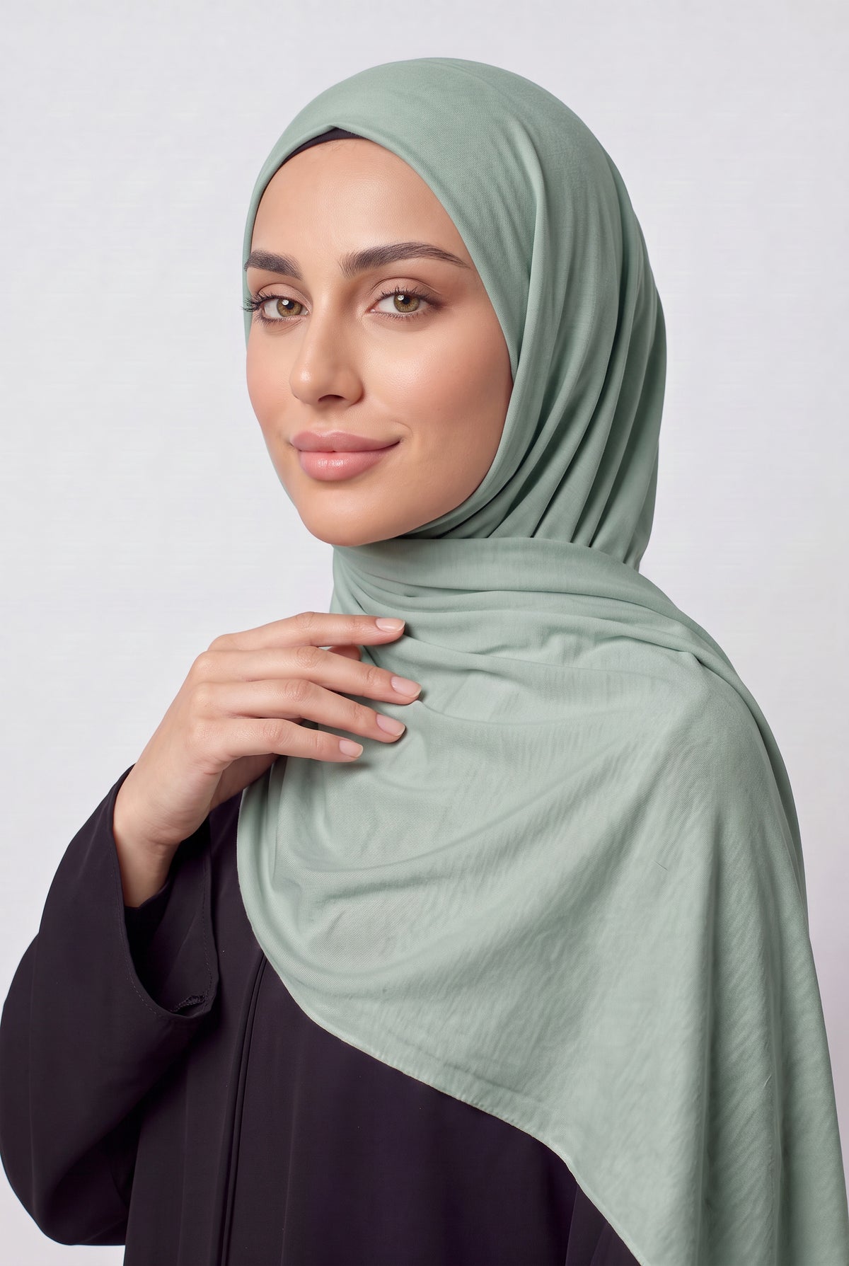Elegant Jersey Hijab Sage Green Col 132