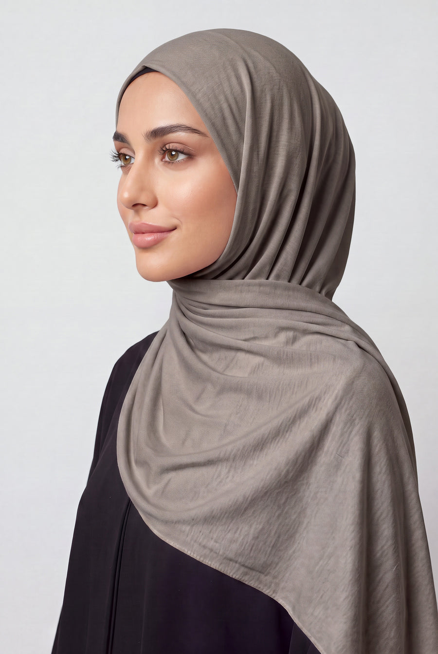 Elegant Jersey Hijab Grey Taupe Col 137