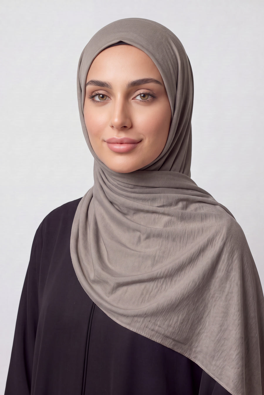 Elegant Jersey Hijab Grey Taupe Col 137