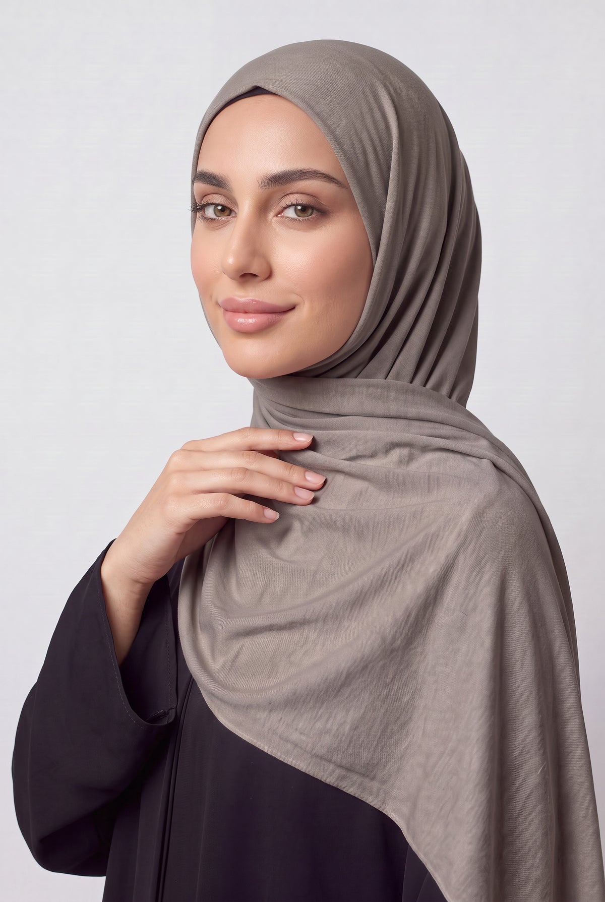 Elegant Jersey Hijab Grey Taupe Col 137