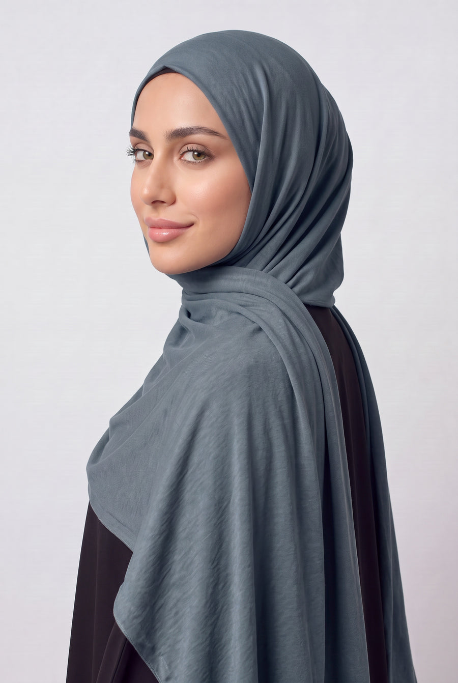 Elegant Jersey Hijab Slate Blue Col 139