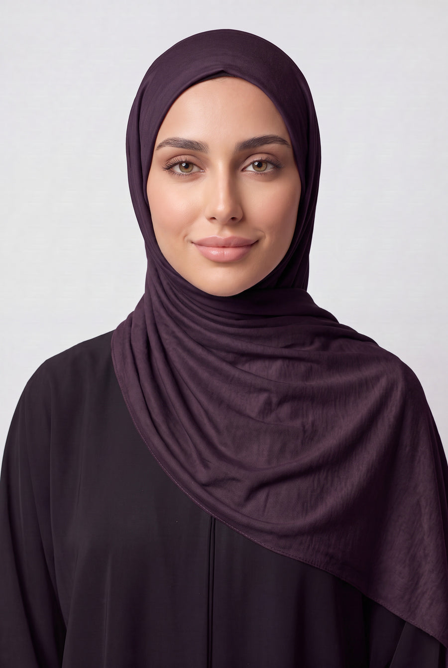 Elegant Jersey Hijab Dark Plum Col 144