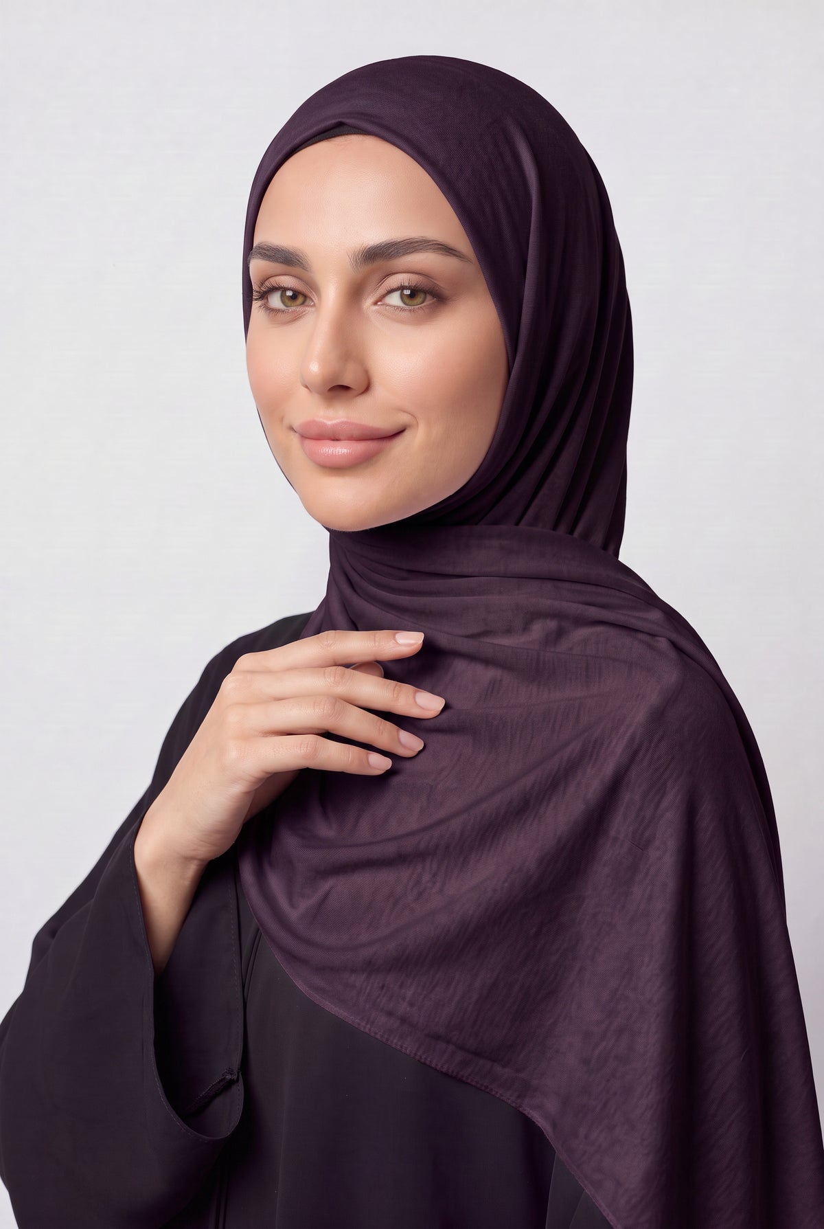 Elegant Jersey Hijab Dark Plum Col 144
