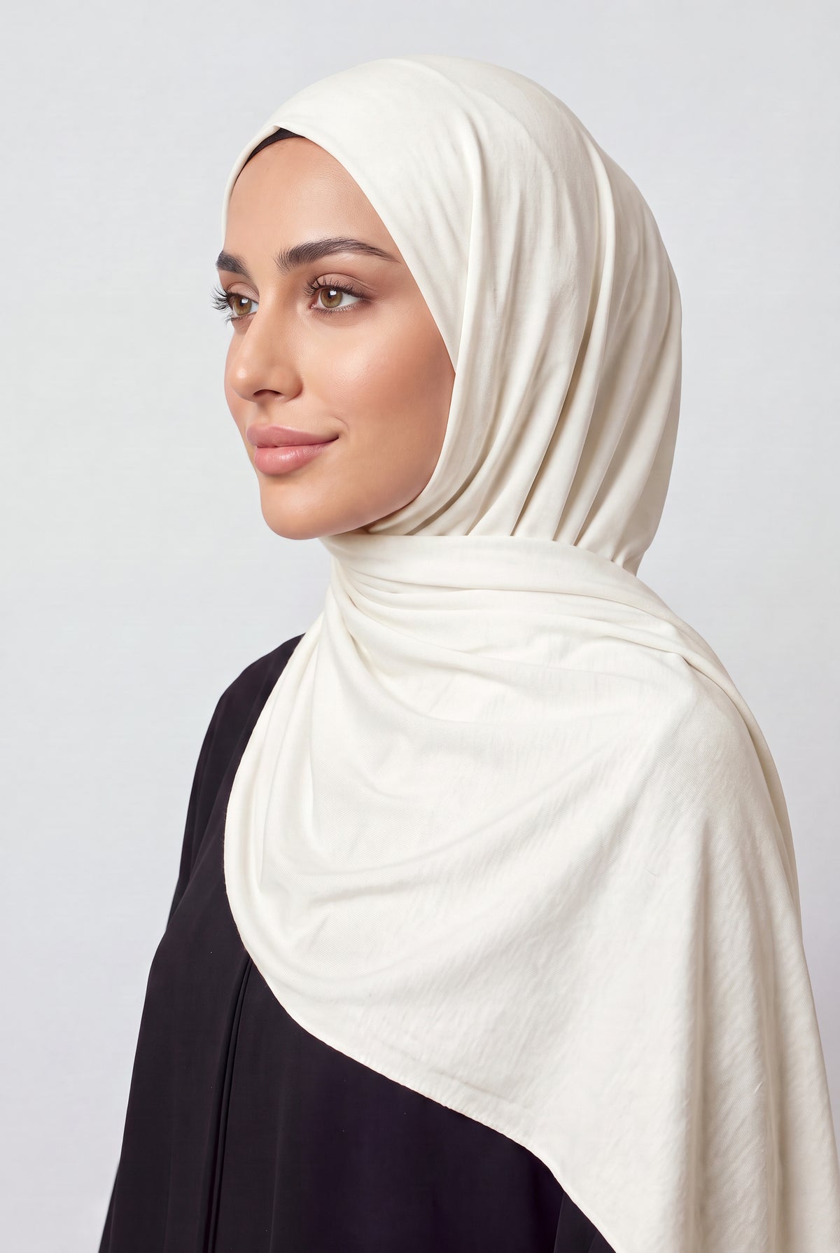 Elegant Jersey Hijab Ivory Col 3