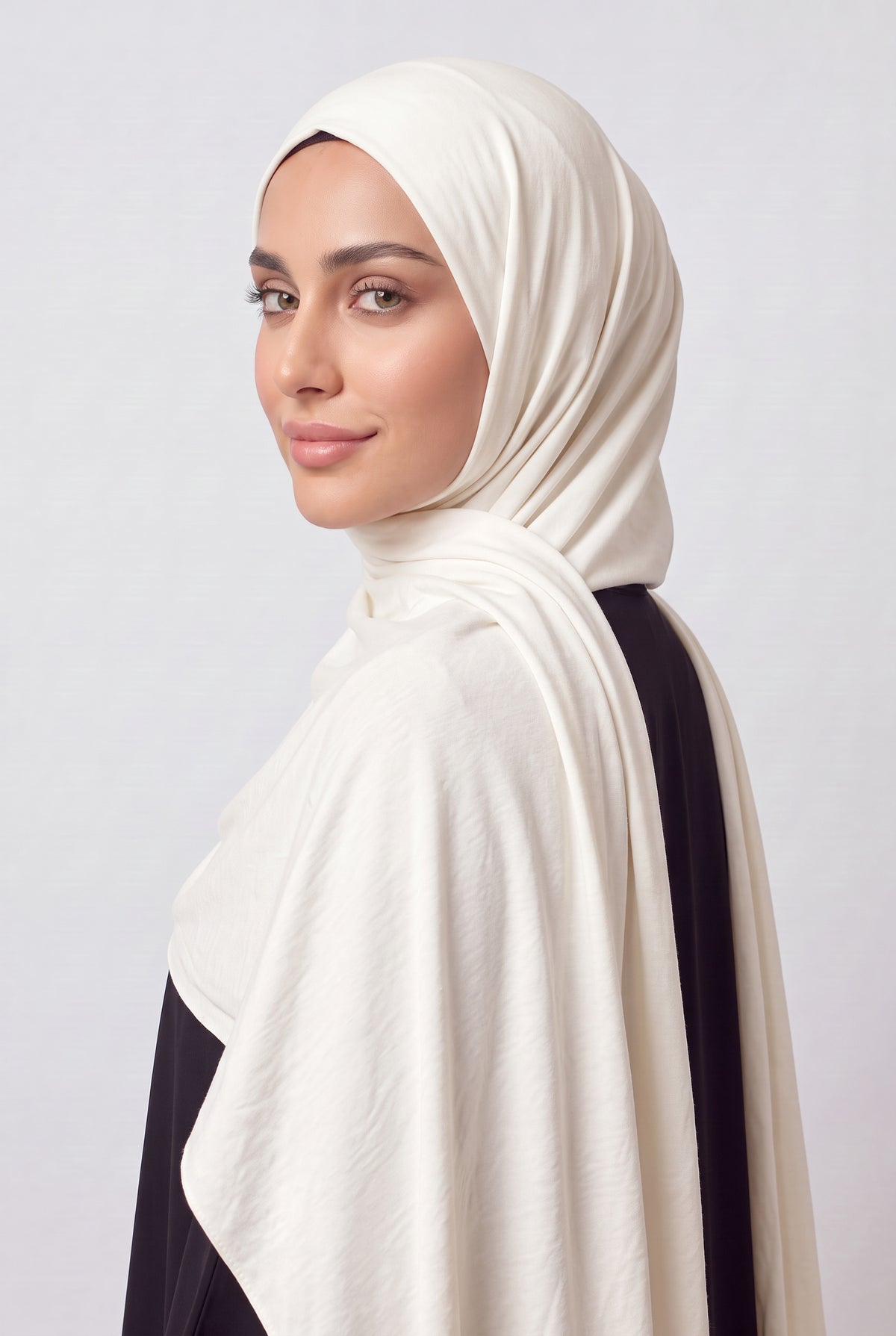 Elegant Jersey Hijab Ivory Col 3