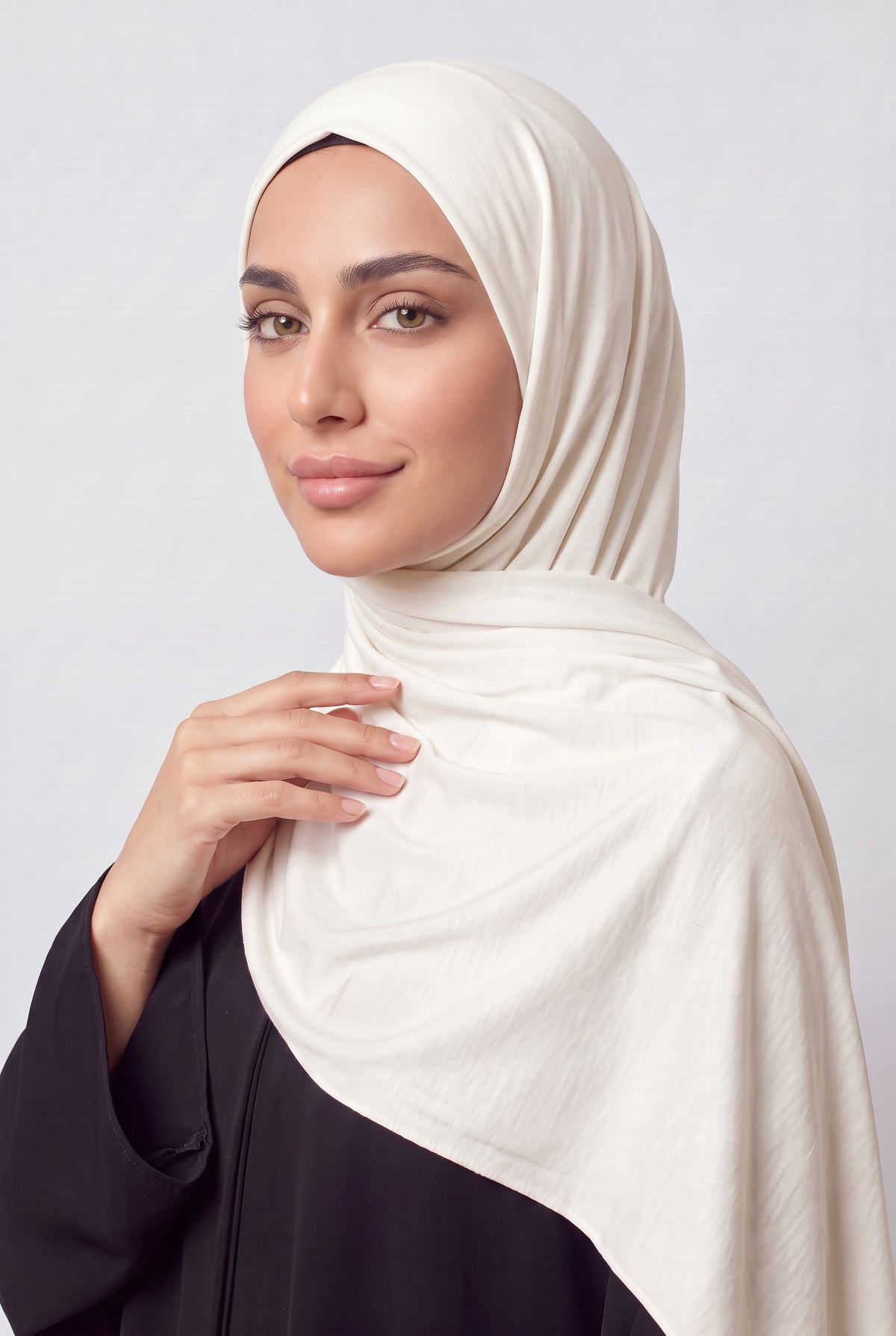 Elegant Jersey Hijab Ivory Col 3