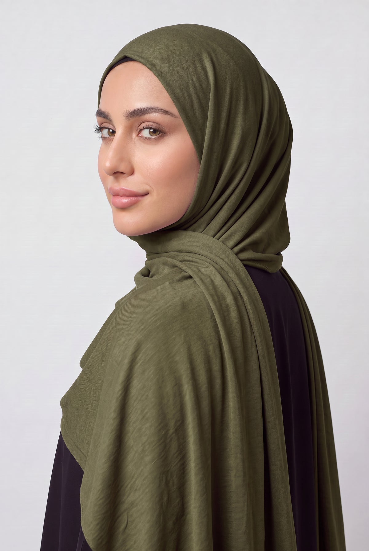 Elegant Jersey Hijab Olive Col 57