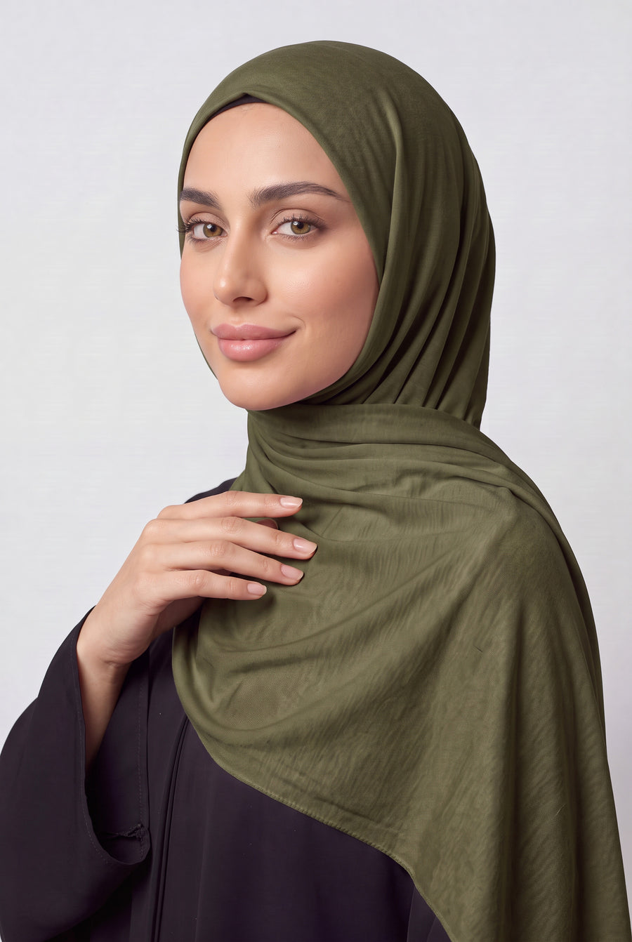 Elegant Jersey Hijab Olive Col 57
