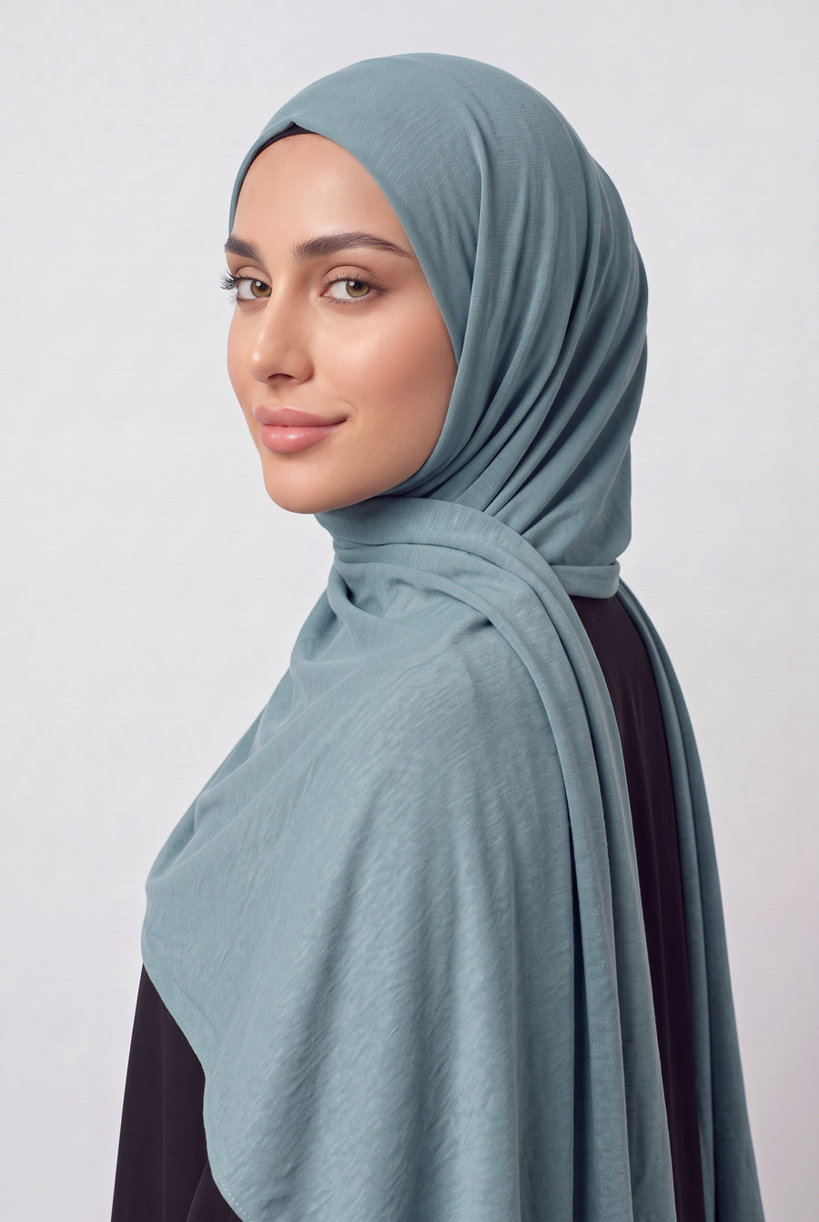 Elegant Jersey Hijab Dusty Blue Col 88