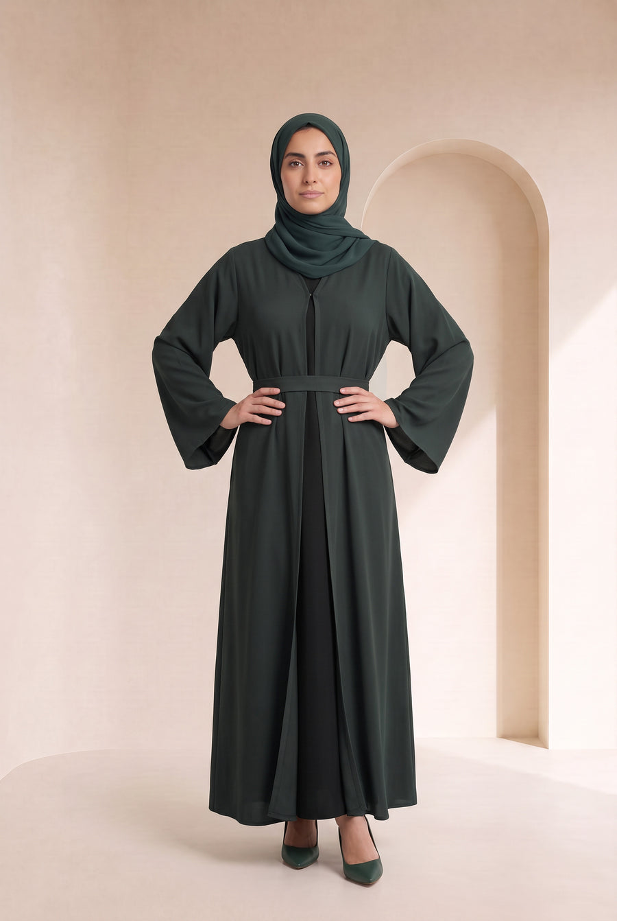 Belted Nida Kimono Dark Green