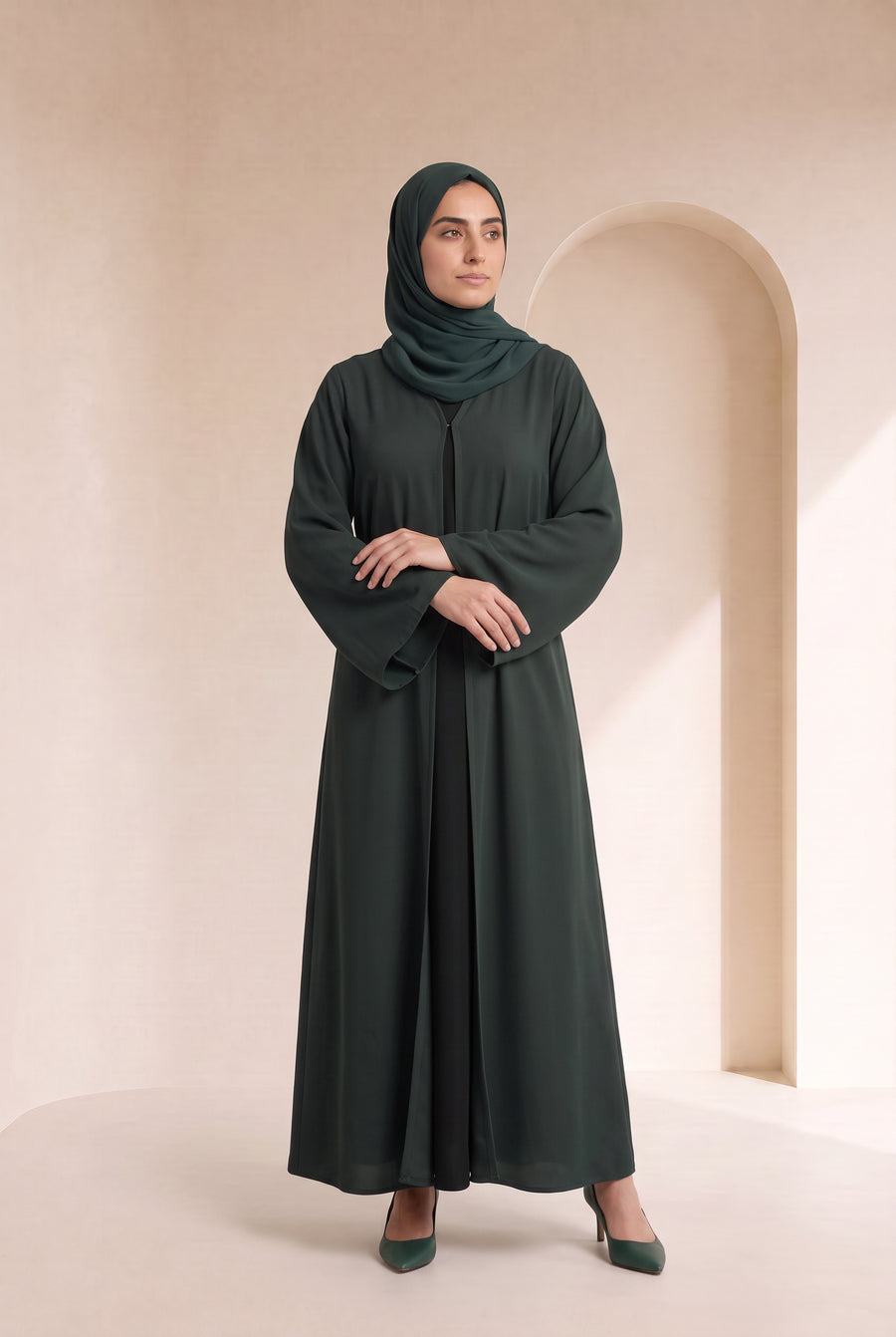 Belted Nida Kimono Dark Green