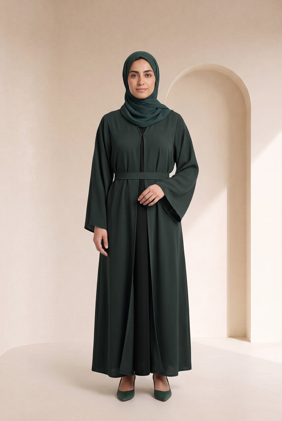 Belted Nida Kimono Dark Green