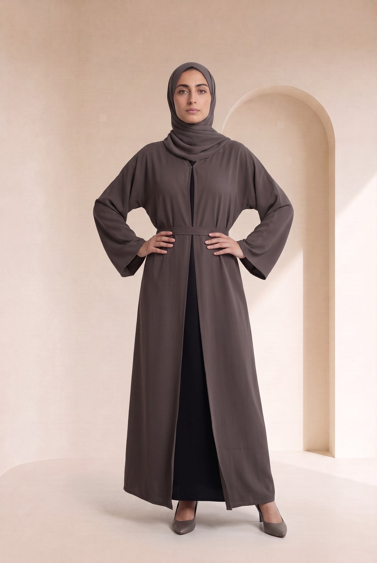 Belted Nida Kimono Charcoal