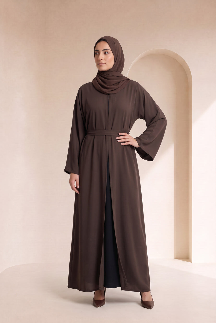 Belted Nida Kimono Chocolate Brown