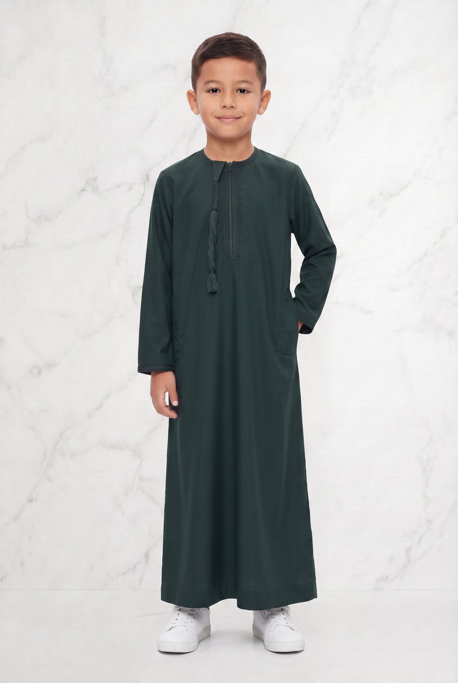 Boys Omani Tasselled Thobe Green 102 Col 17