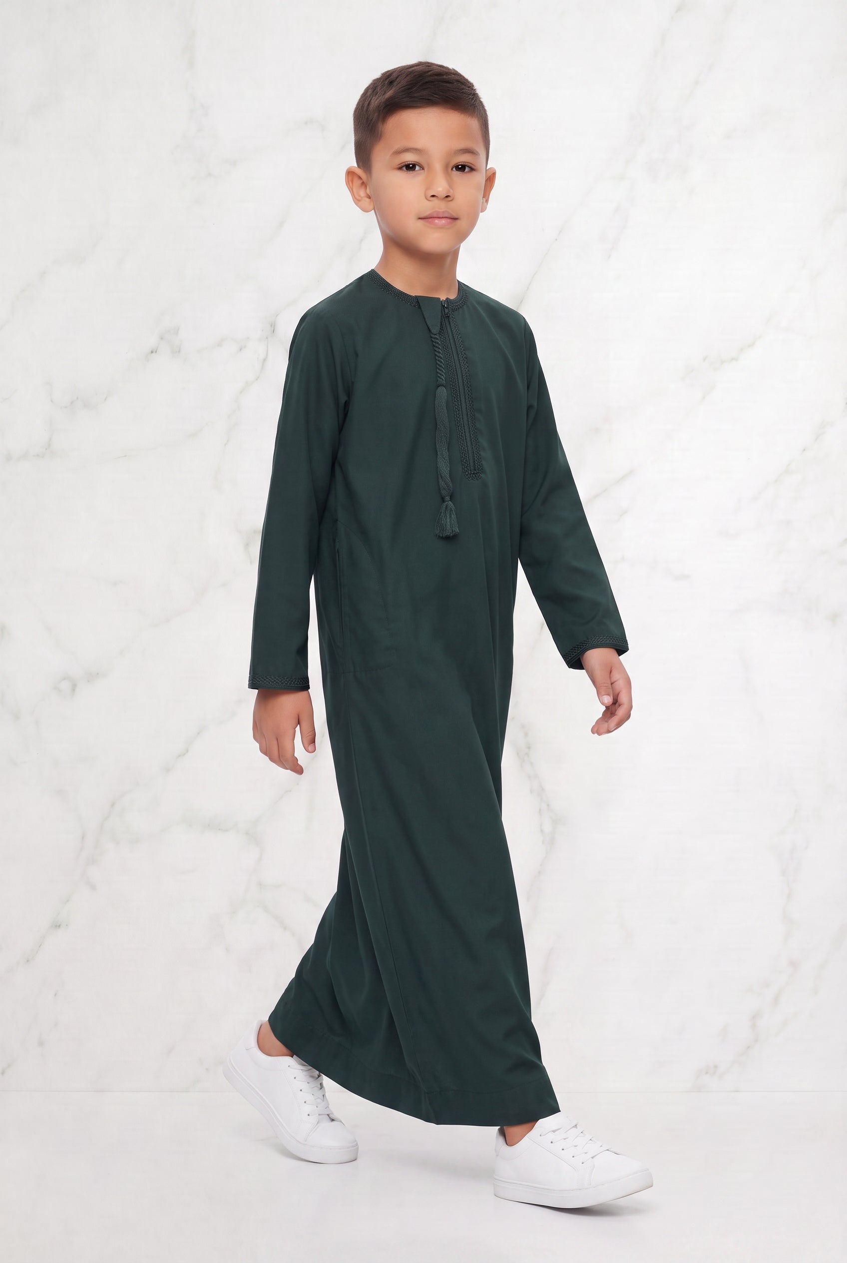 Boys Omani Tasselled Thobe Green 102 Col 17