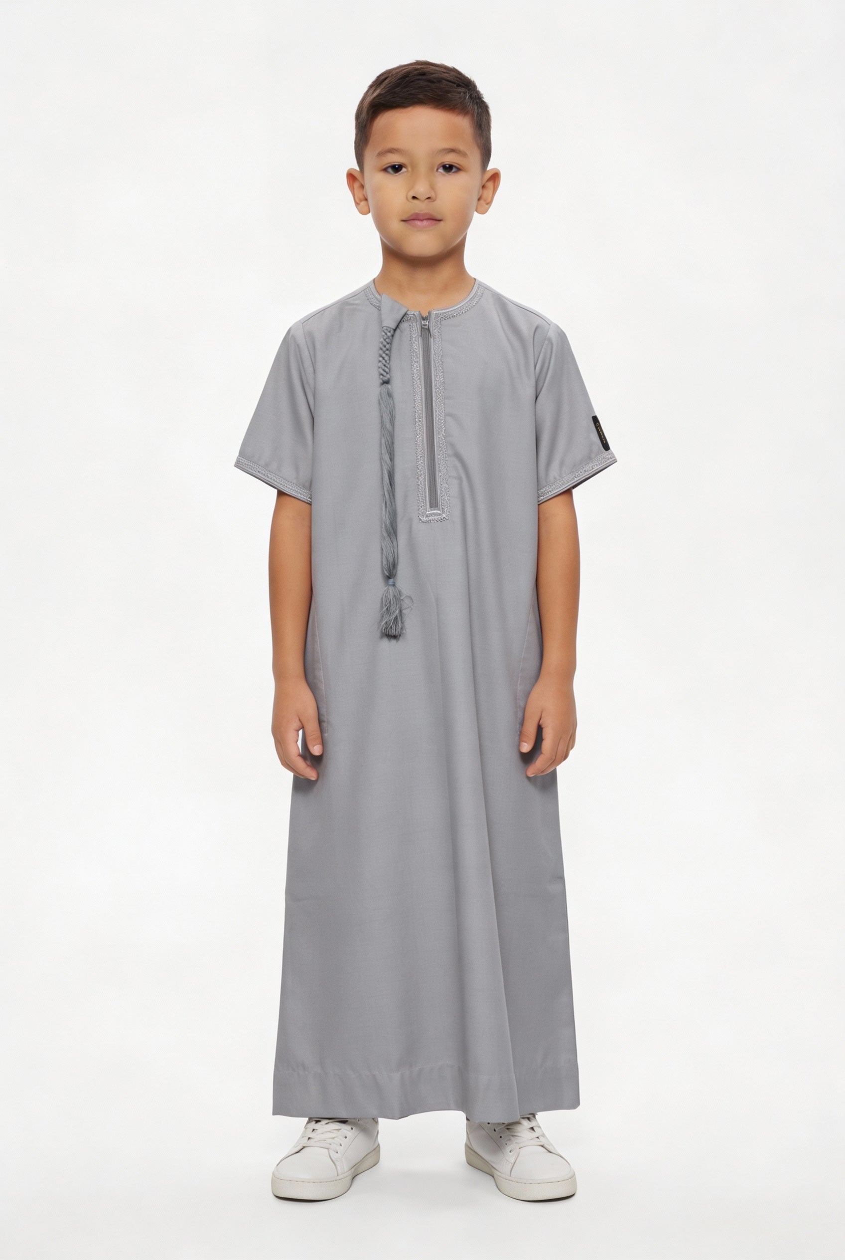 Boys Omani Tasselled Thobe Light Grey 103 Col 4