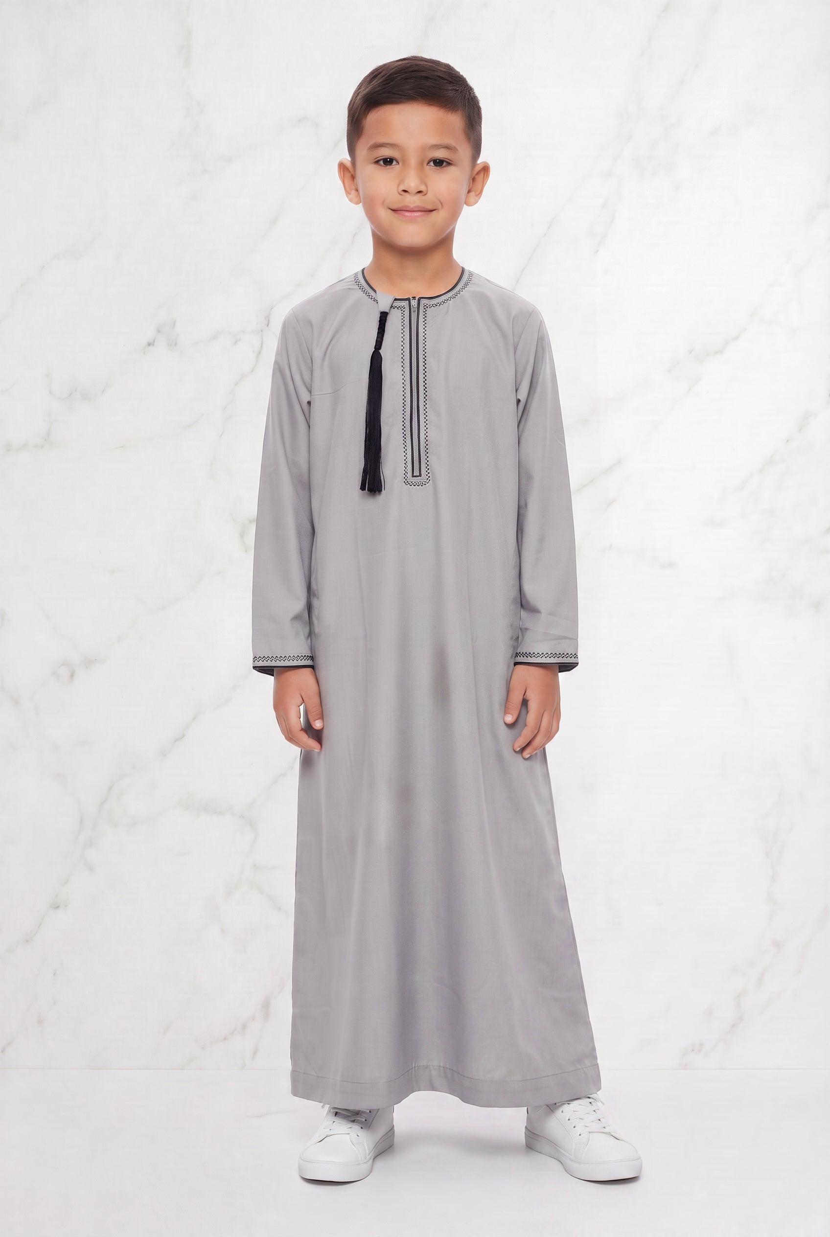 Kid's Stone Grey Tassel Thobe KSB-104 Col 1