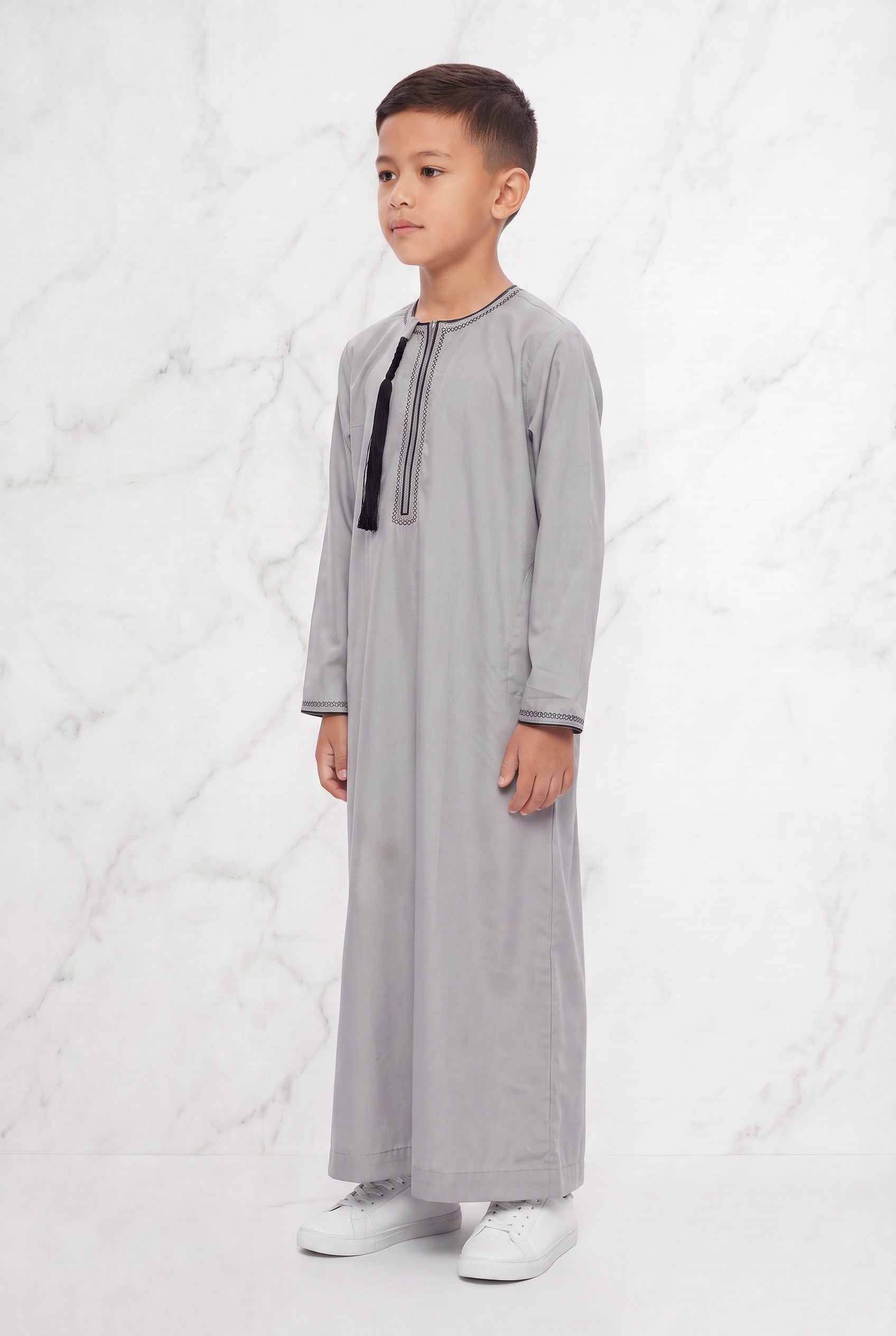 Kid's Stone Grey Tassel Thobe KSB-104 Col 1