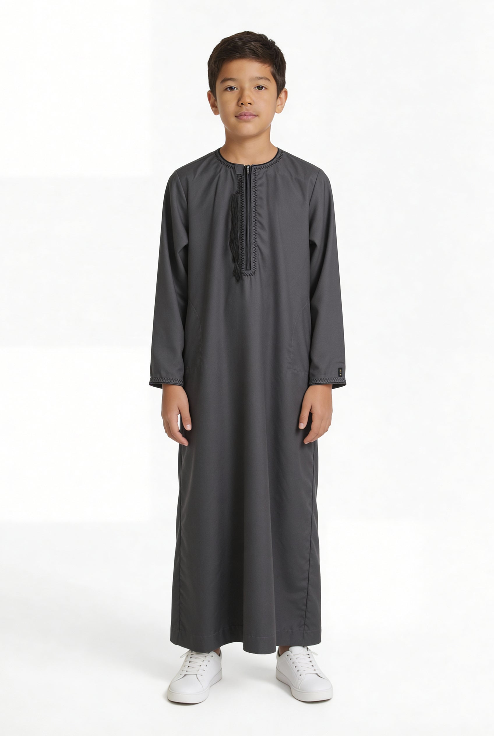 Boys Omani Tasselled Thobe Charcoal KSB 104 Col 19