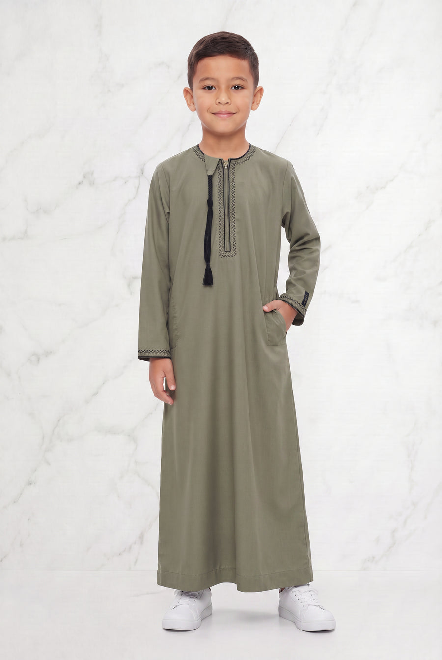 Boys Omani Tasselled Thobe Pebble 104 Col 5