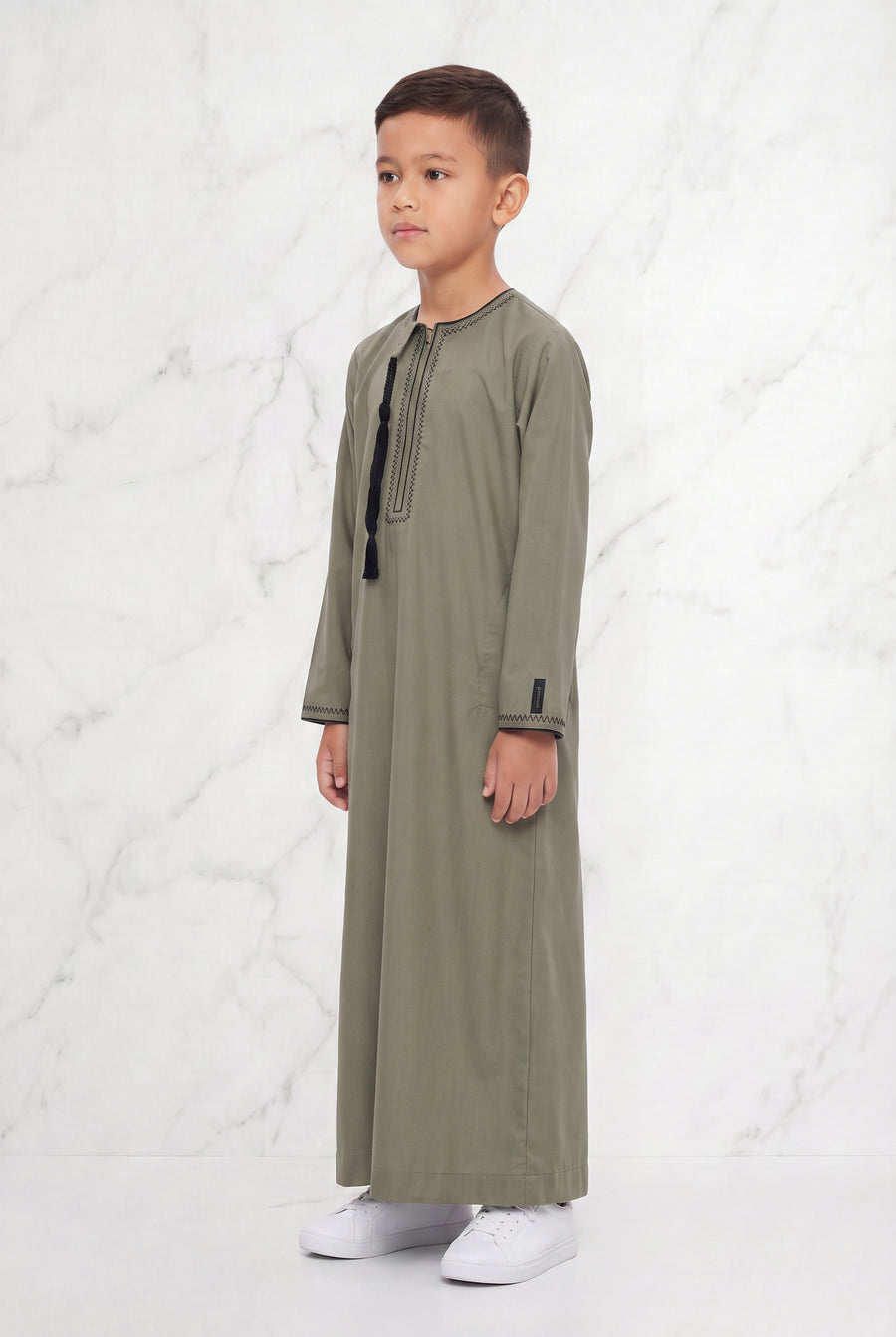 Boys Omani Tasselled Thobe Pebble 104 Col 5