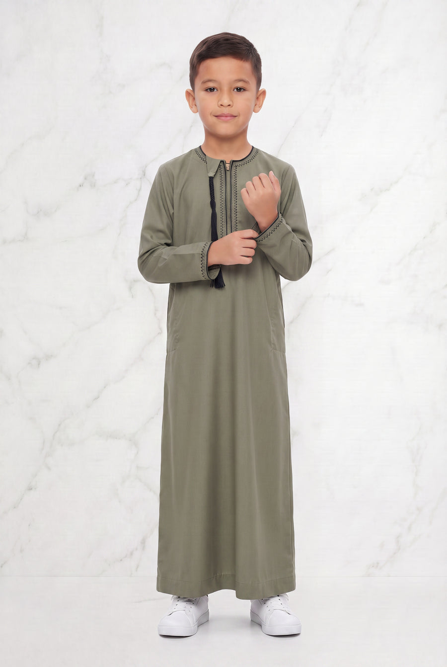 Boys Omani Tasselled Thobe Pebble 104 Col 5