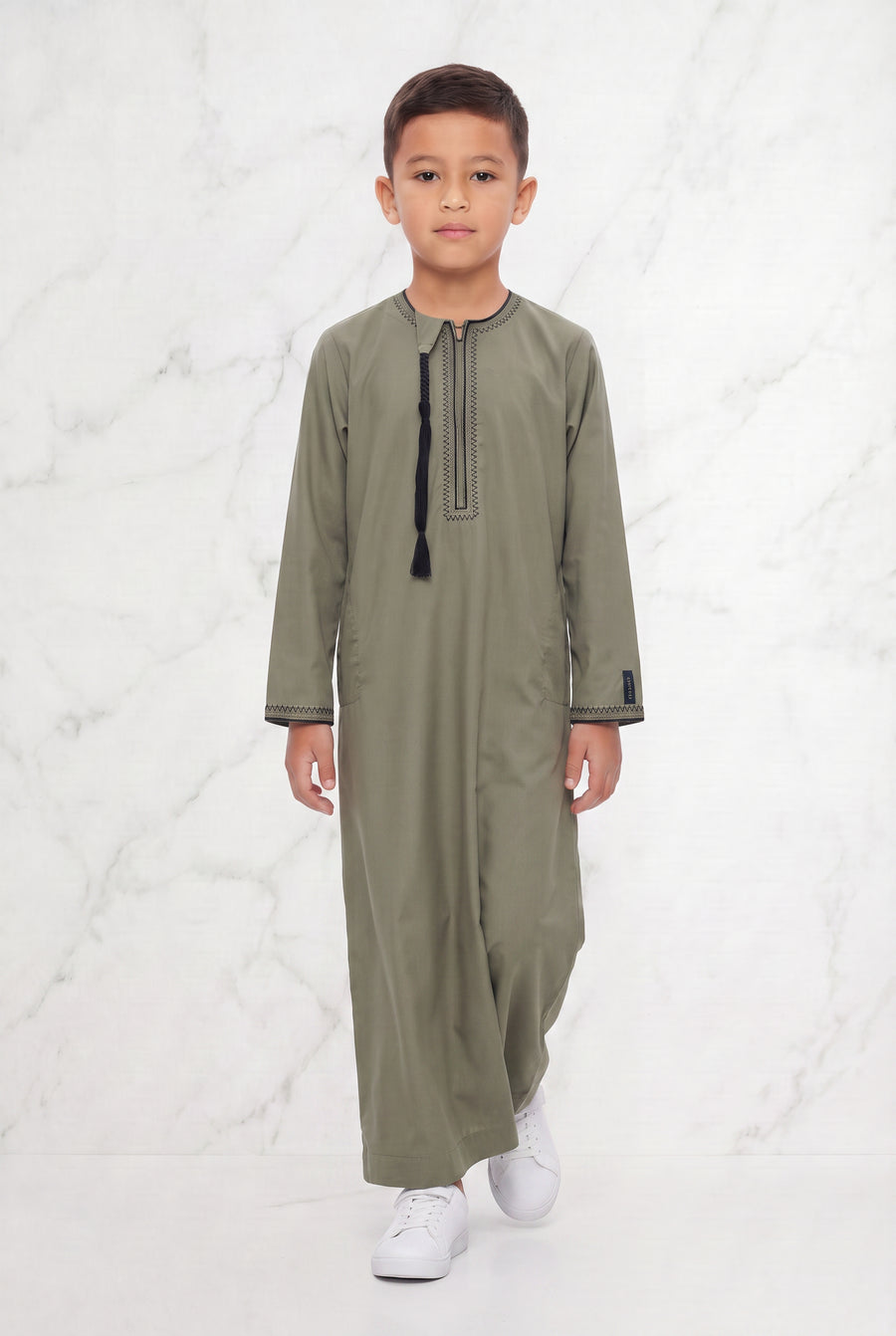 Boys Omani Tasselled Thobe Pebble 104 Col 5