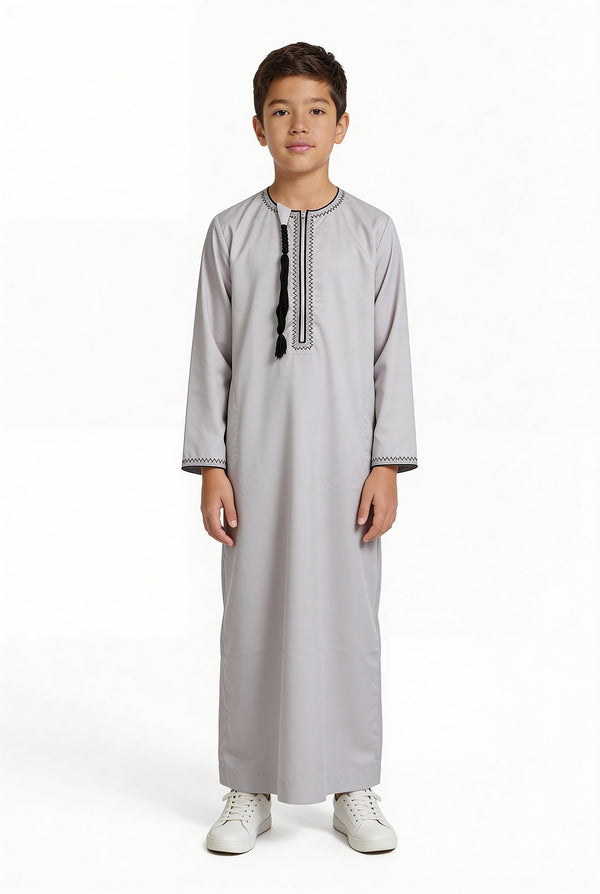 Boys Omani Tasselled Thobe Oat 104 Col 8