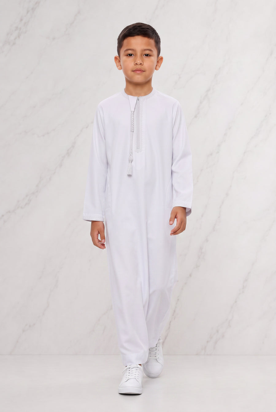 Boys Omani Tasselled Thobe White KSB 105 Col 01