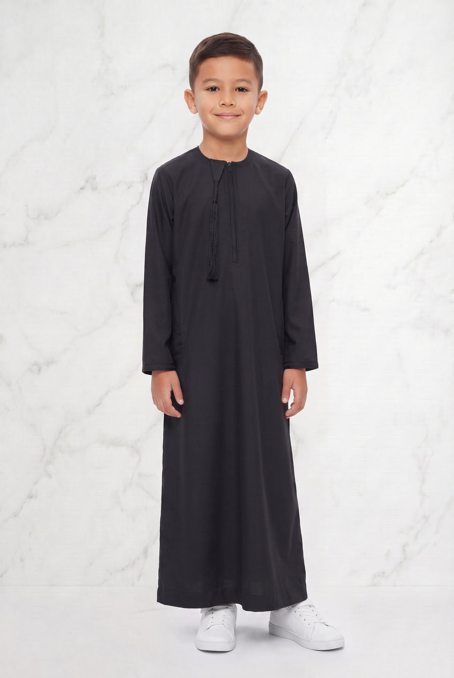 Boys Omani Tasselled Thobe Black 105 Col 10