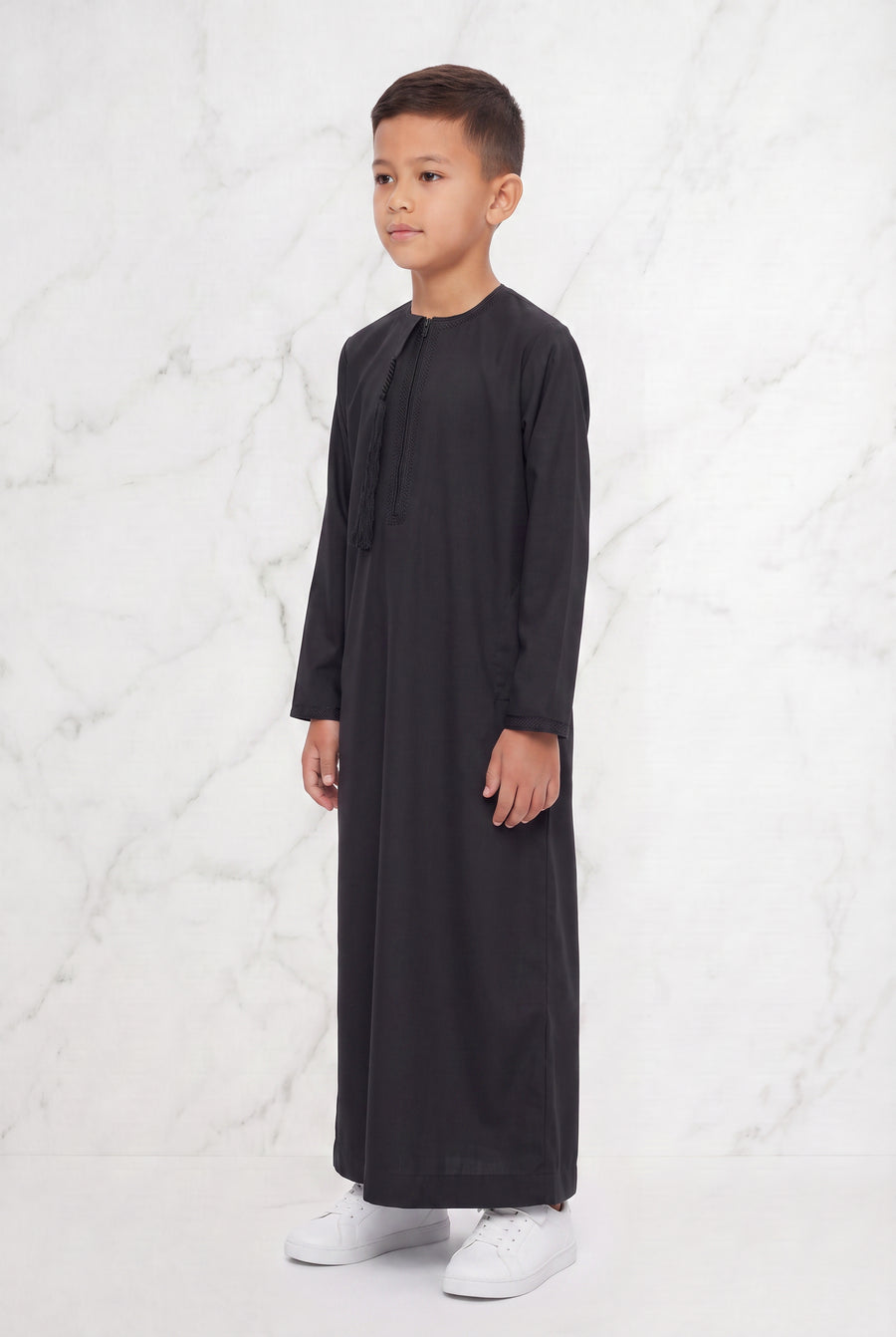 Boys Omani Tasselled Thobe Black 105 Col 10