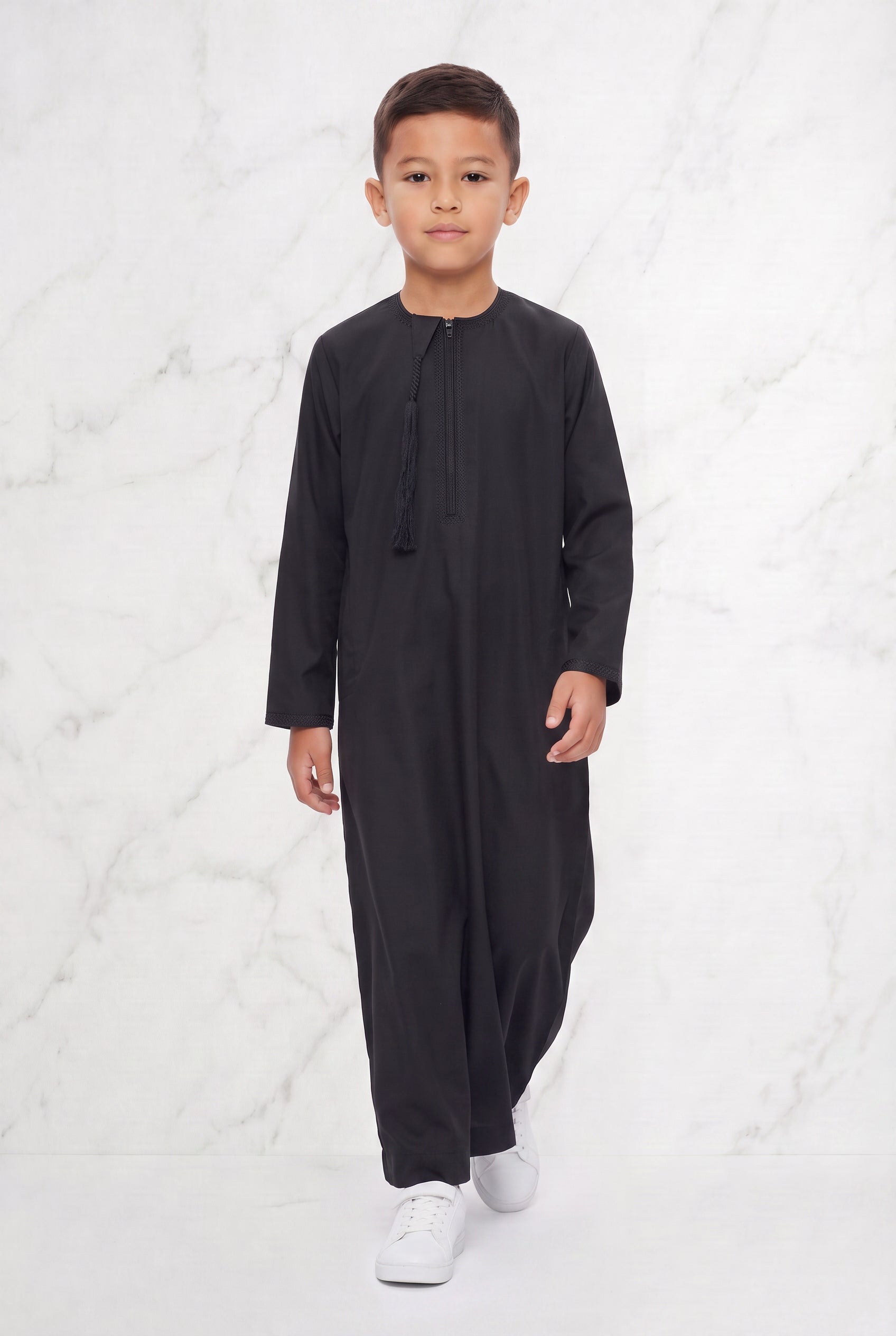 Boys Omani Tasselled Thobe Black 105 Col 10