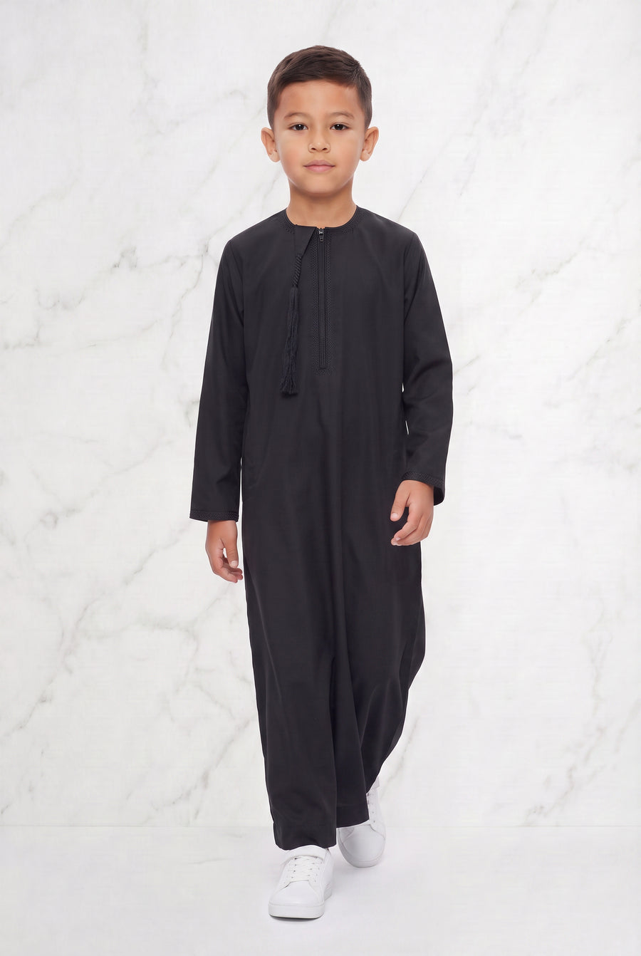 Boys Omani Tasselled Thobe Black 105 Col 10