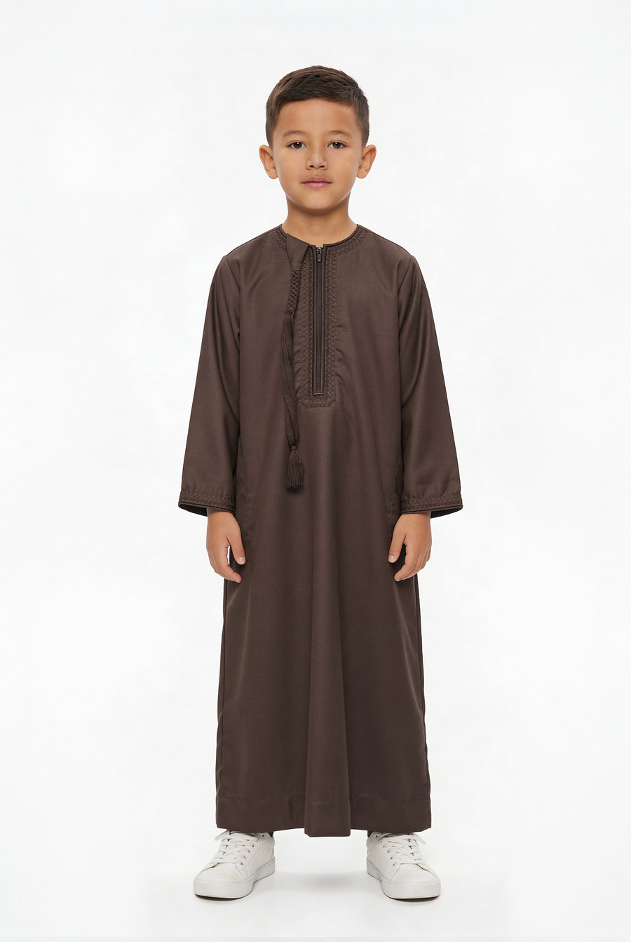 Boys Omani Tasselled Thobe Brown 105