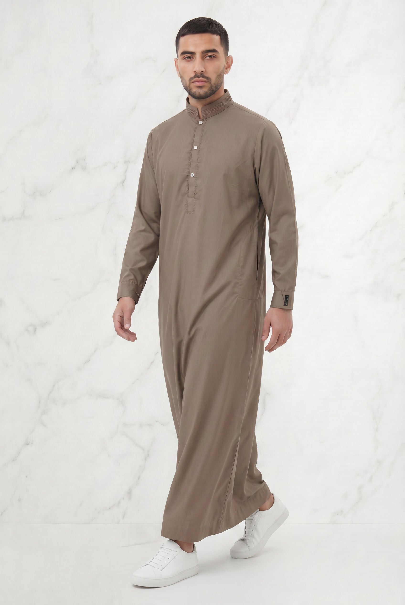 Premium Collared Thobe Hazelnut 111 Col 5