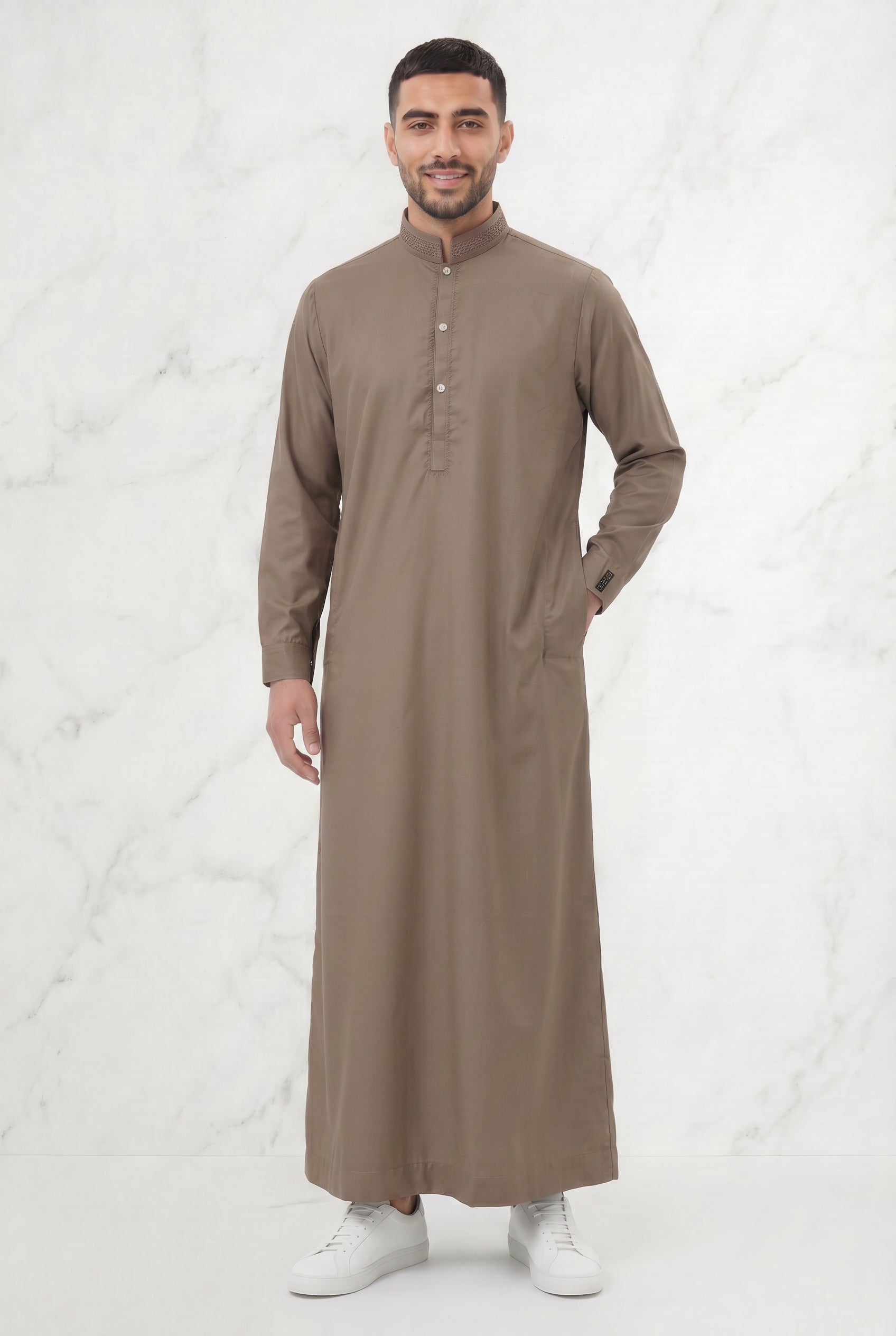 Premium Collared Thobe Hazelnut 111 Col 5