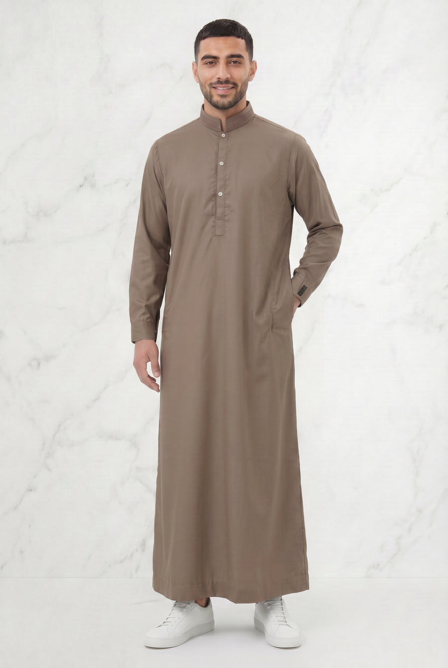 Premium Collared Thobe Hazelnut 111 Col 5
