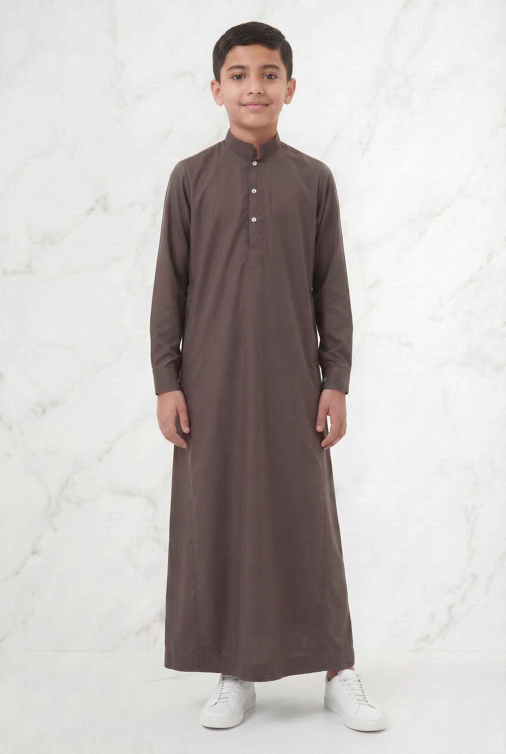 Premium Collared Kids Thobe Cedar 111 Col 6