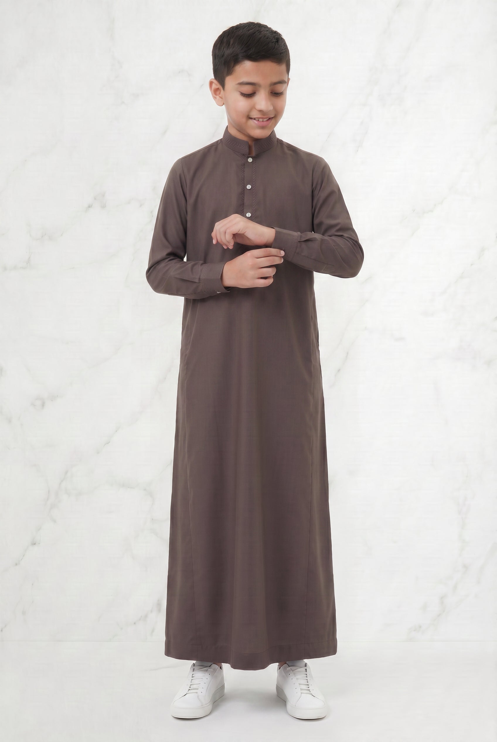 Premium Collared Kids Thobe Cedar 111 Col 6