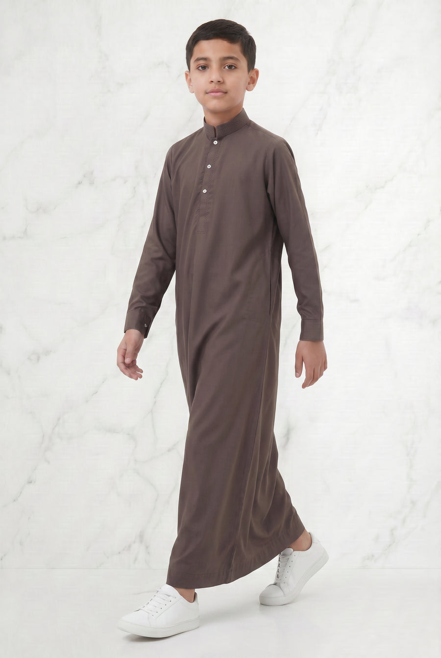 Premium Collared Kids Thobe Cedar 111 Col 6