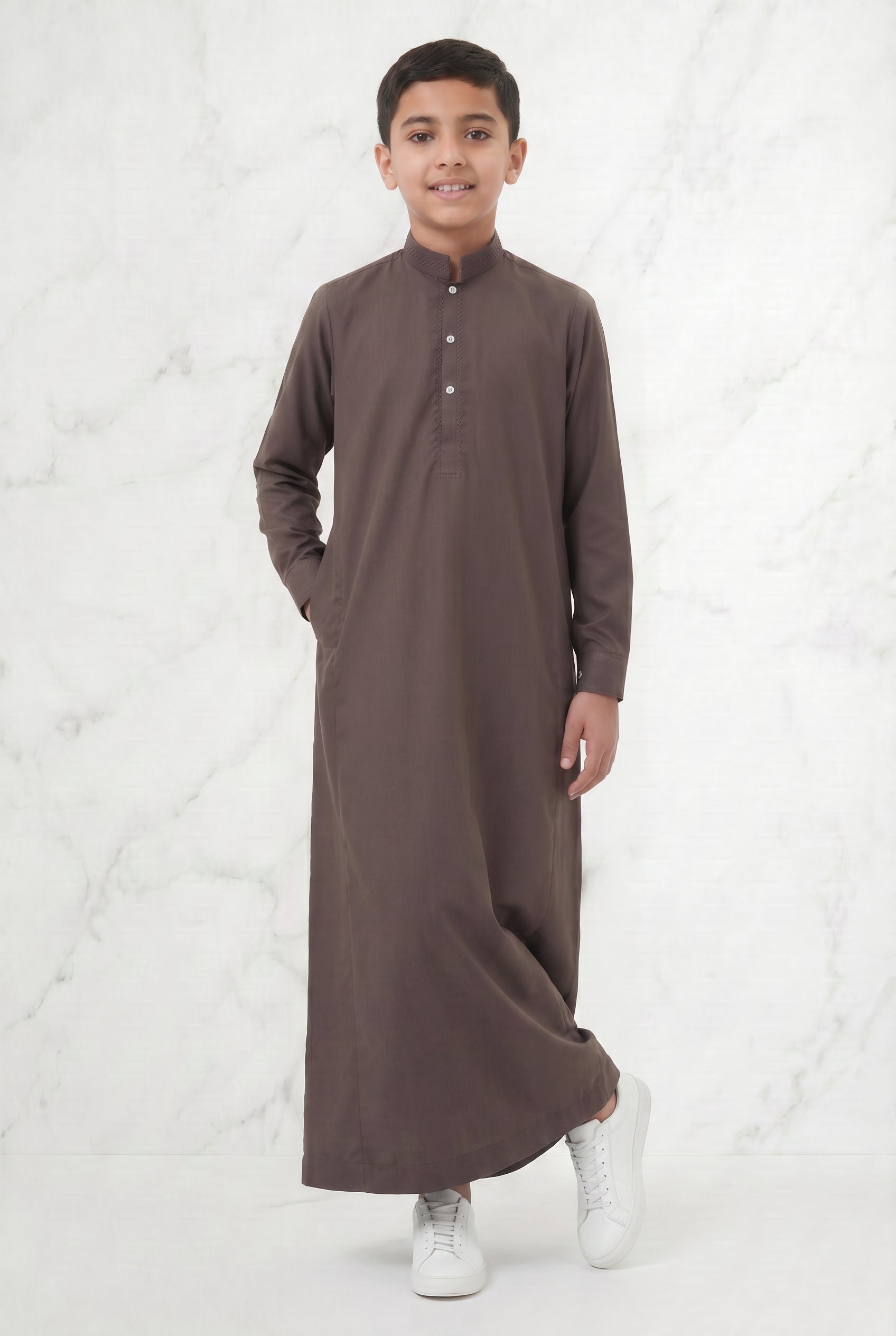 Premium Collared Kids Thobe Cedar 111 Col 6