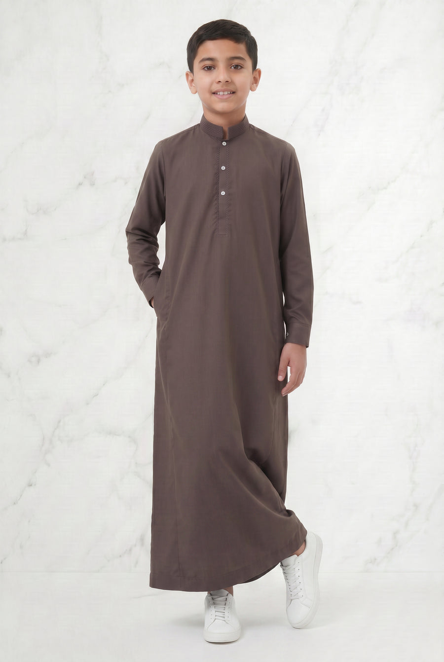 Premium Collared Kids Thobe Cedar 111 Col 6