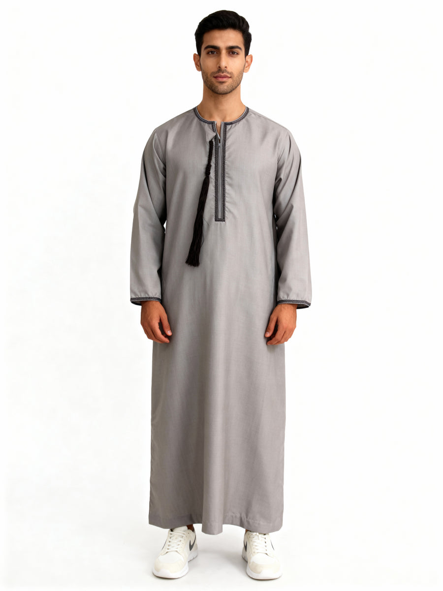 Omani Tasselled Thobe Oat 102 Col 08
