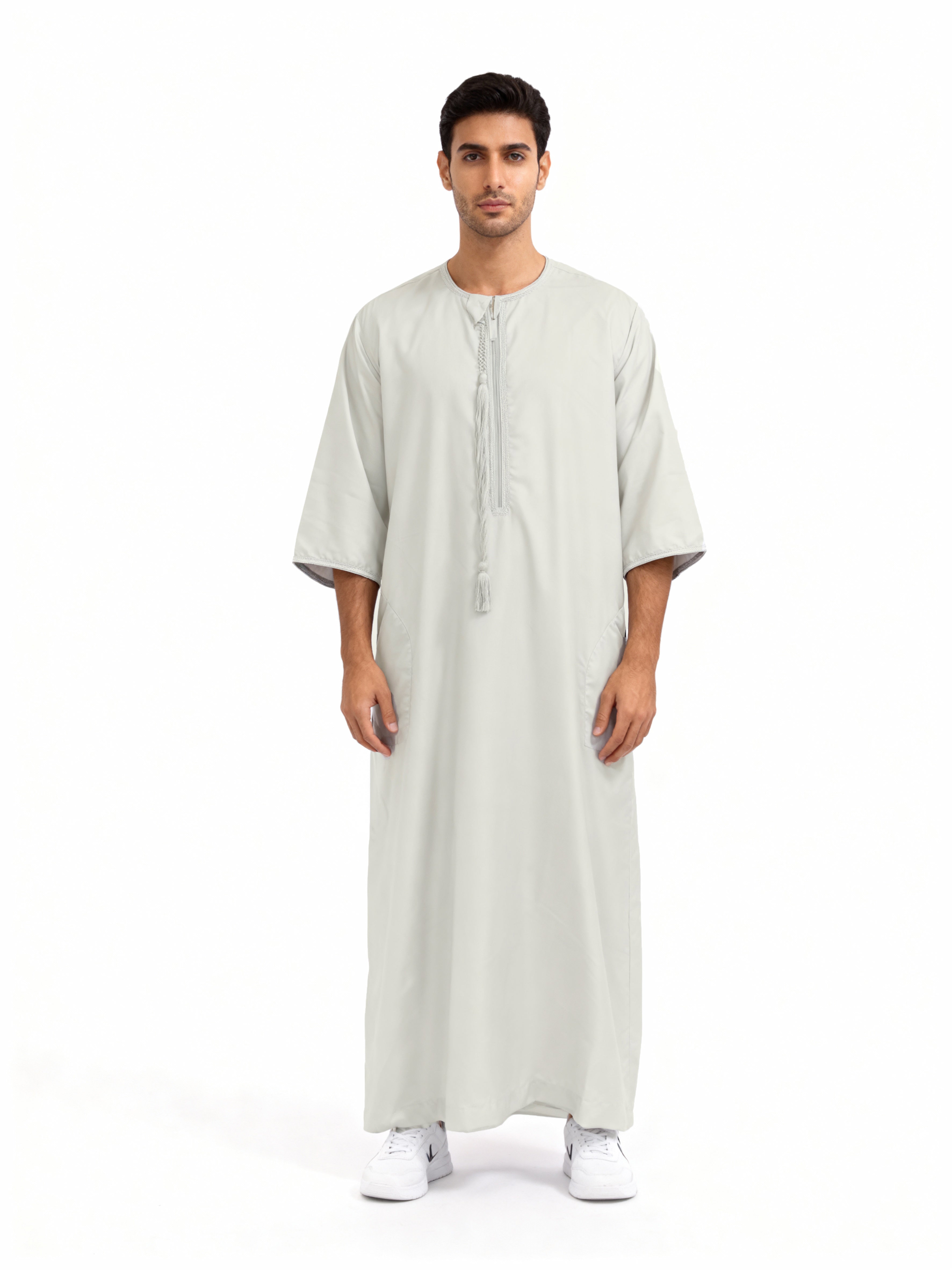 Tasselled Short Sleeve Thobe Ivory 103 Col 13