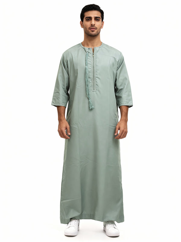 Tasselled Short Sleeve Thobe Mint 103 Col 14