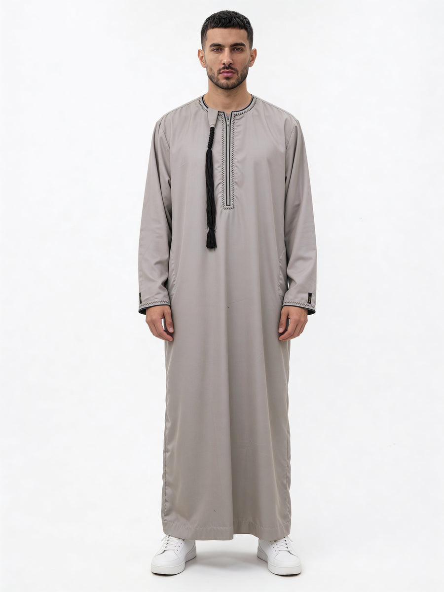 Omani Tasselled Thobe Stone 104 Col 01