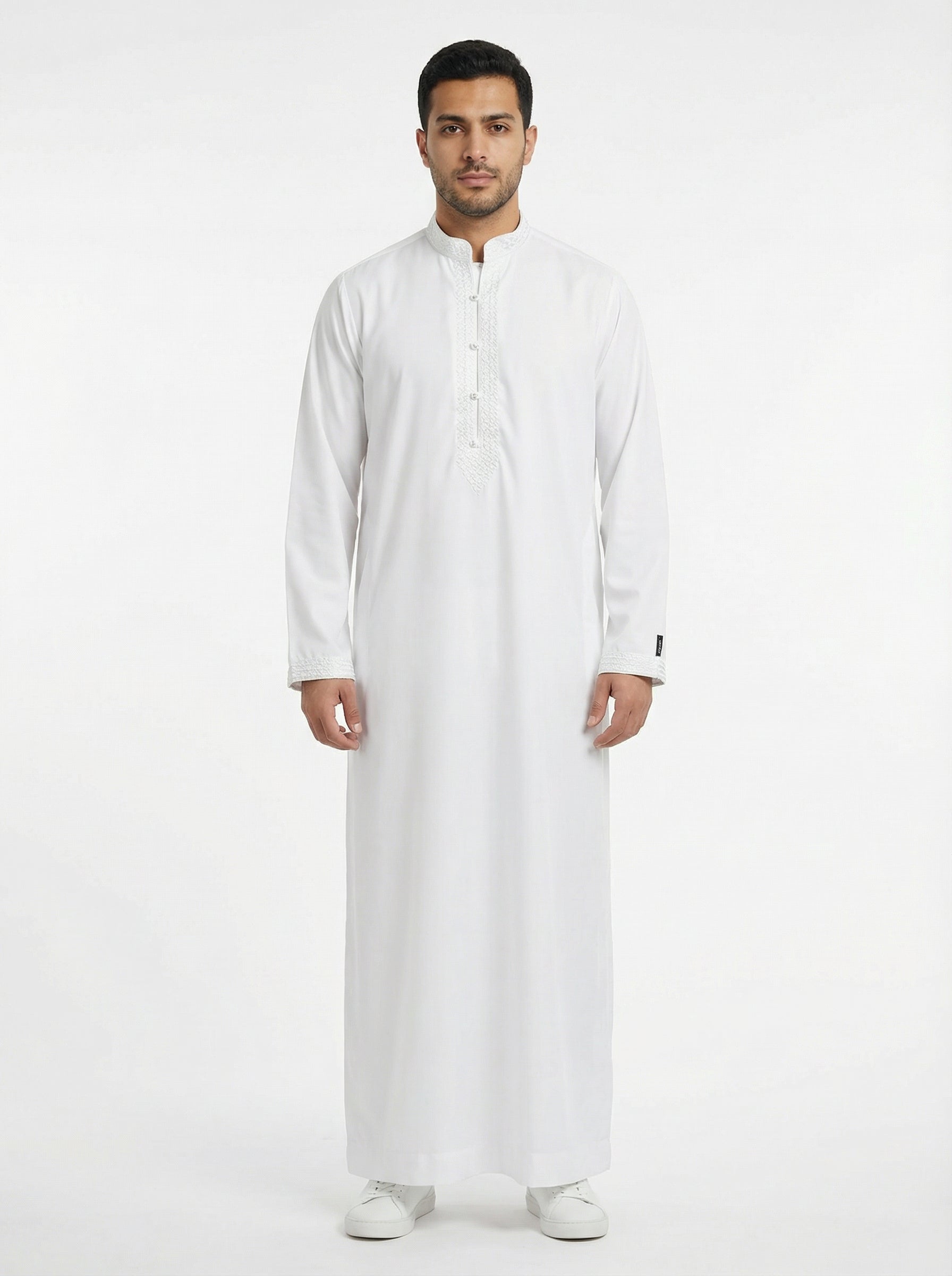 Collared Thobe White 109 Col 1