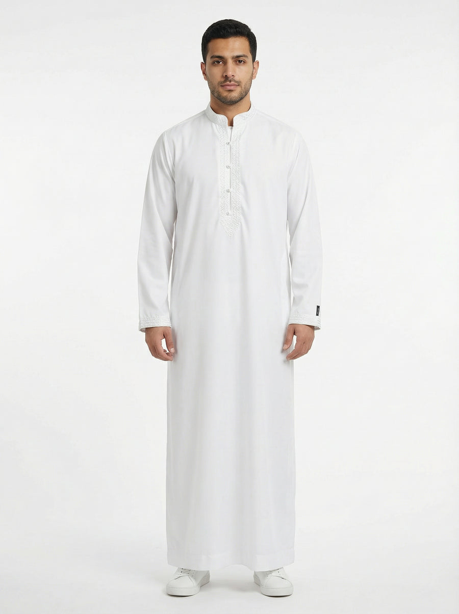 Collared Thobe White 109 Col 1